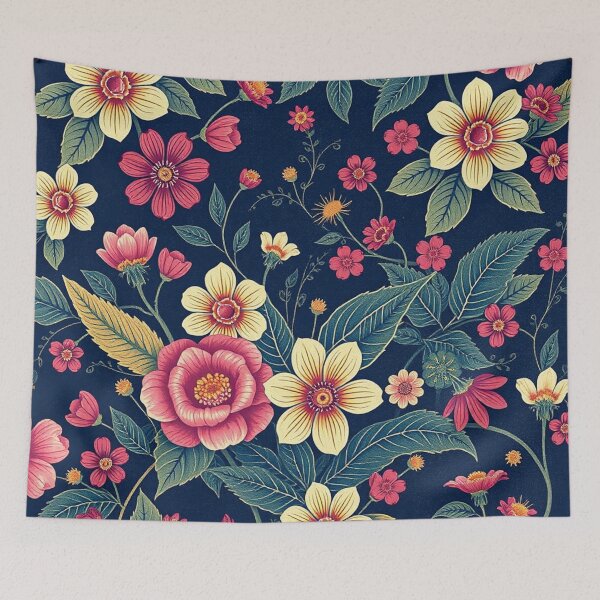Item preview, Vibrant Floral Pattern on Navy designed and sold by IntelliMindDesigns.