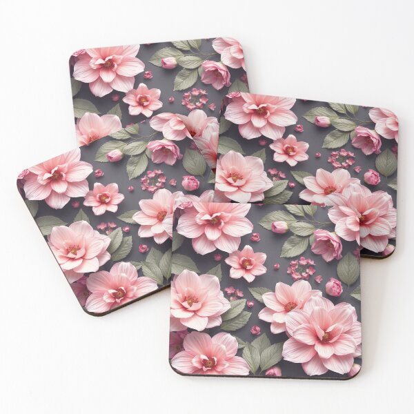 Item preview, Soft Pink Dahlias on Dark designed and sold by IntelliMindDesigns.