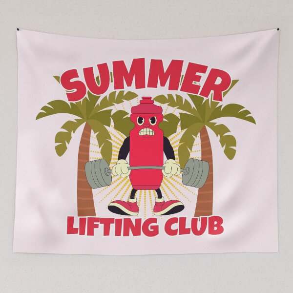 Item preview, Summer Lifting Club Retro Water Bottle Gym Graphic designed and sold by SilverSeaBKK.