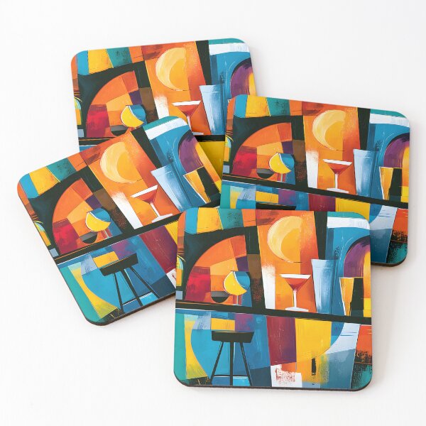 Item preview, Midnight Spirits - Abstract Cocktail Bar Energy in a Bold Celebration of Color and Urban Rhythm designed and sold by OlfactoART Studio.