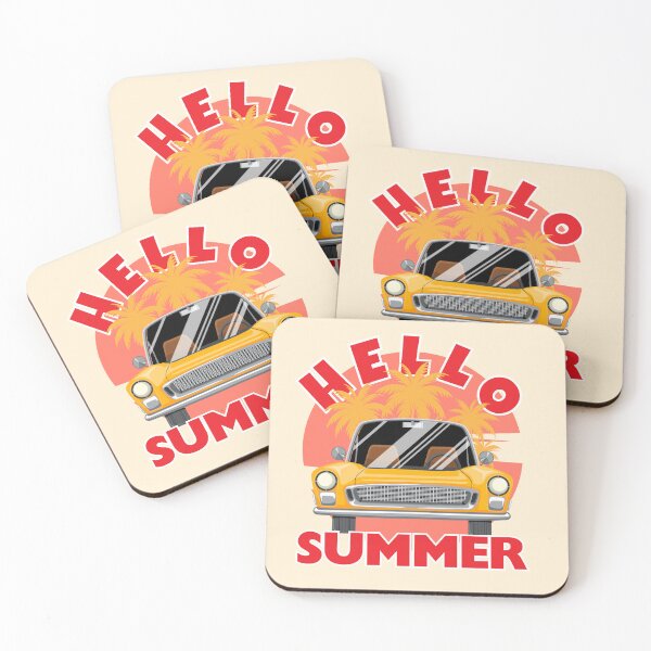 Item preview, Hello Summer Retro Convertible Car Sunset Graphic designed and sold by SilverSeaBKK.