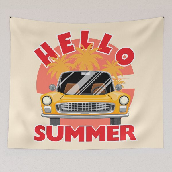 Item preview, Hello Summer Retro Convertible Car Sunset Graphic designed and sold by SilverSeaBKK.