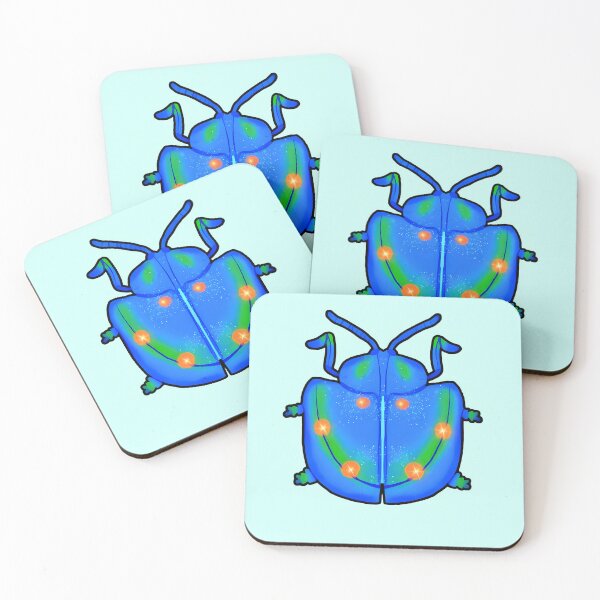 Item preview, Clean Vibrant Neon Beetle | Aesthetic Blue Nature Art designed and sold by Rawafi Art Studio.