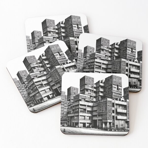 Item preview, City of Concrete Monoliths Brutalist Dystopian Art designed and sold by 7Pixel.