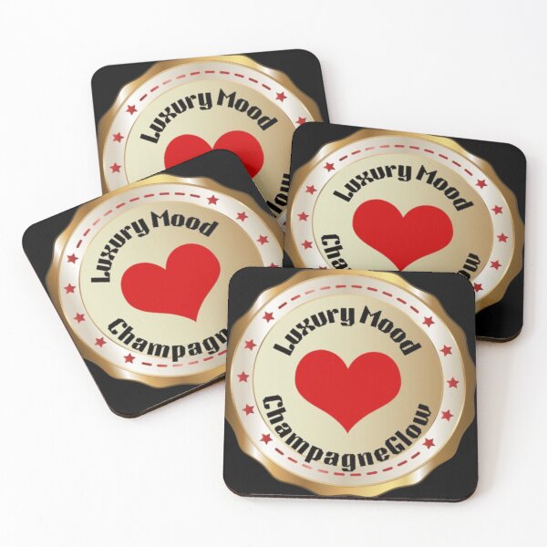 Item preview, Luxury Mood Champagne Glow Red Heart | Gold Badge designed and sold by Rawafi Art Studio.