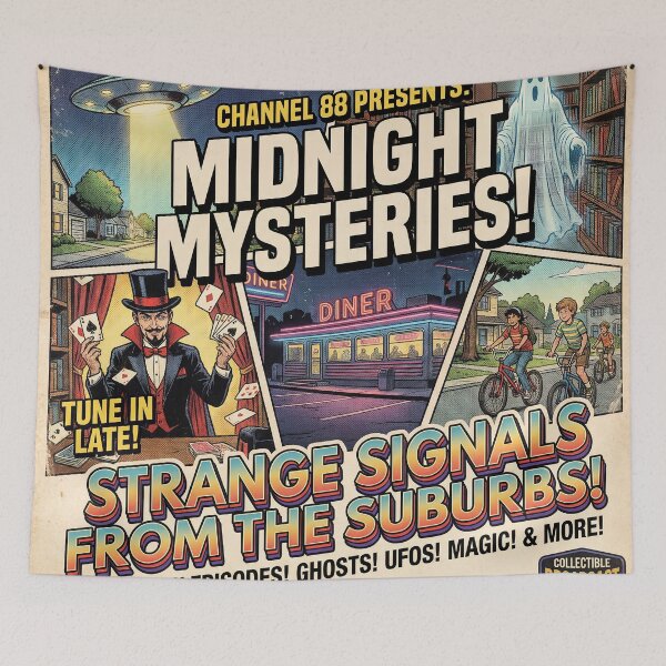 Item preview, Retro UFO Emergency Broadcast Comic Poster designed and sold by ASTRAL ART LAB.