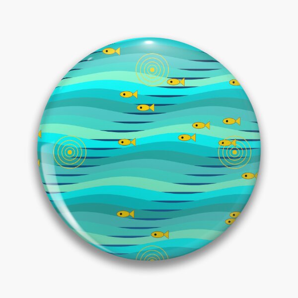 Item preview, African Ocean Waves Tribal Fish Teal Blue Pattern Art  designed and sold by AfricanArtHub.