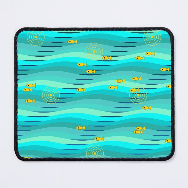 Item preview, African Ocean Waves Tribal Fish Teal Blue Pattern Art  designed and sold by AfricanArtHub.