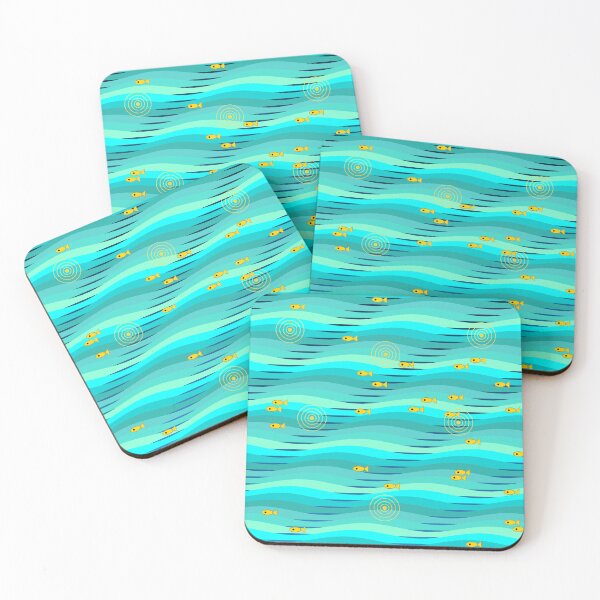 Item preview, African Ocean Waves Tribal Fish Teal Blue Pattern Art  designed and sold by AfricanArtHub.
