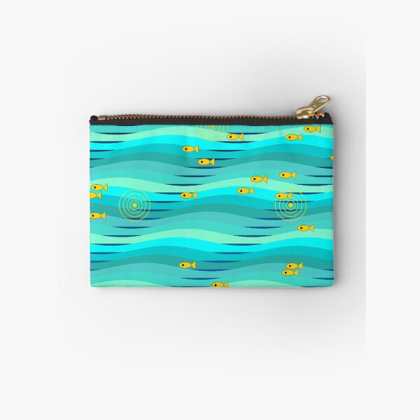 Item preview, African Ocean Waves Tribal Fish Teal Blue Pattern Art  designed and sold by AfricanArtHub.