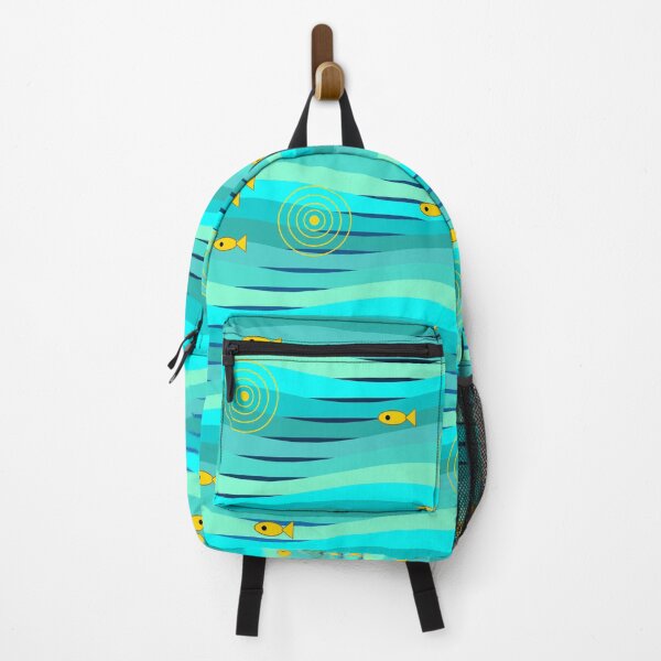 Item preview, African Ocean Waves Tribal Fish Teal Blue Pattern Art  designed and sold by AfricanArtHub.