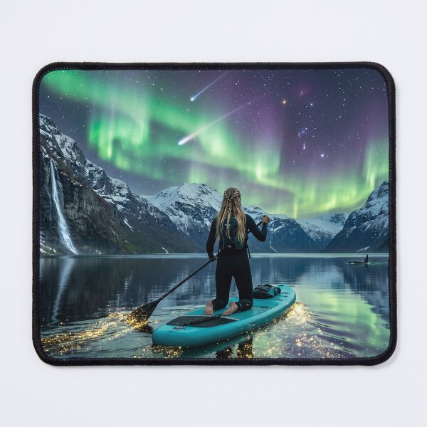 Item preview, Magical Aurora Paddleboarding with Whales designed and sold by UmSkelig834.