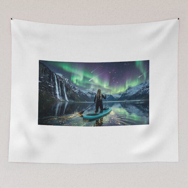 Item preview, Magical Aurora Paddleboarding with Whales designed and sold by UmSkelig834.