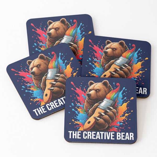 Item preview, The Creative Bear -Artistic Grizzly Bear Painting Graphic - White Text designed and sold by TCB-Studio.