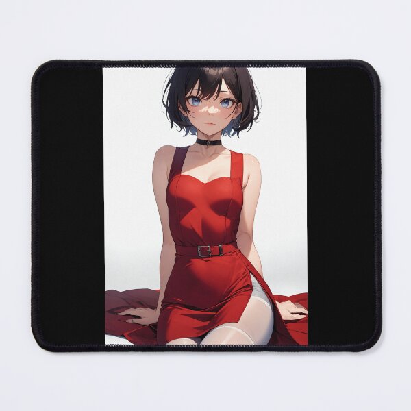 Item preview, Elegant Anime Girl in Red Dress and Choker Art - Wakuken Reina designed and sold by iloveanimechibi.