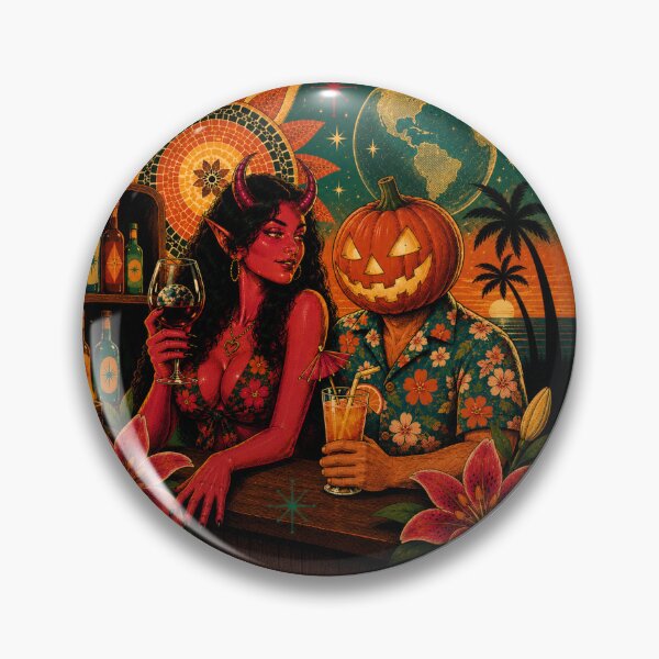 Item preview, Headless Horseman Cosmic Tiki Devil – Retro Fantasy Halloween Art designed and sold by TheHorsemanRidesAgain.