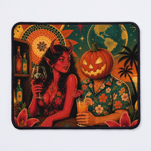 Item preview, Headless Horseman Cosmic Tiki Devil – Retro Fantasy Halloween Art designed and sold by TheHorsemanRidesAgain.