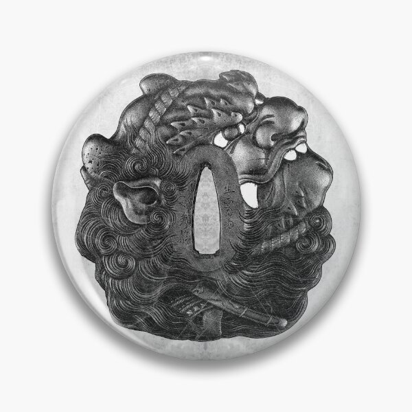 Item preview, Dual Shishi Lion Dog Tsuba Japanese Sword Guard designed and sold by Ghoul Enterprises.