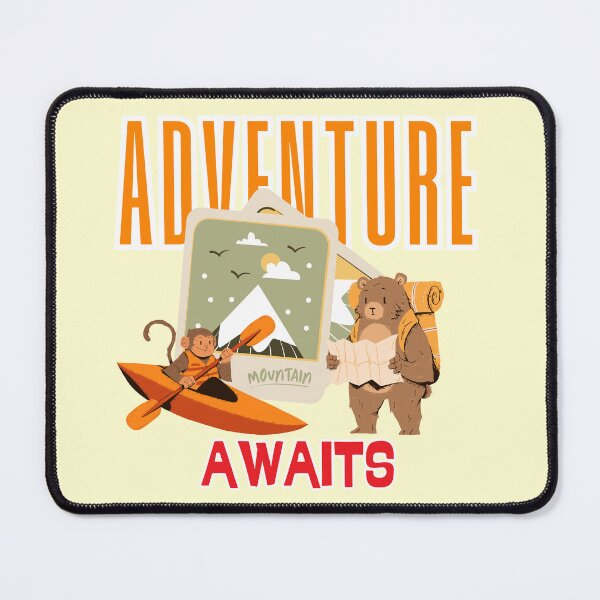 Item preview, Adventure Awaits Cute Bear Hiking Monkey Kayak Graphic designed and sold by SilverSeaBKK.