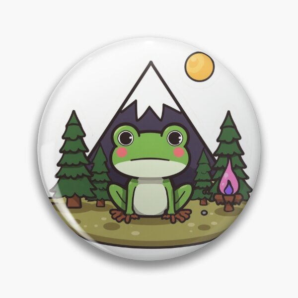 Item preview,  Cute Camping Frog In The Mountains Kawaii Nature Sticker designed and sold by redblink store.