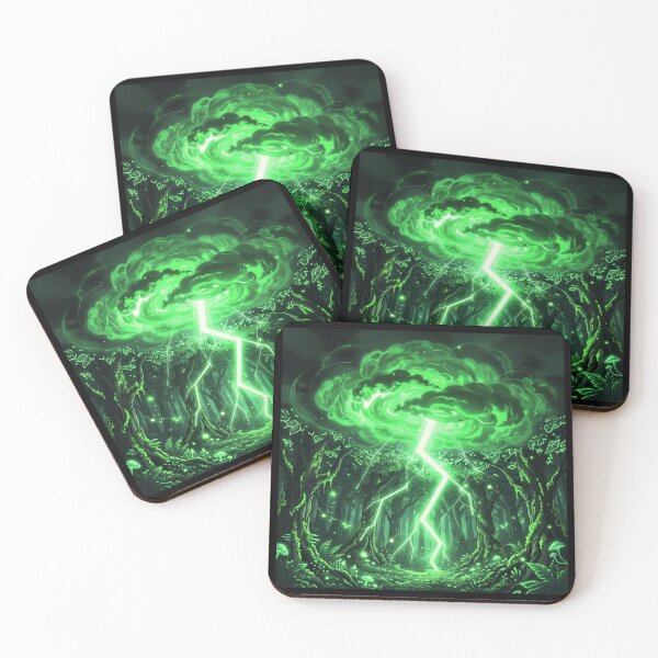 Item preview, Green Neon Thunder Cloud Forest Fantasy – Nature Lightning Glow Design   designed and sold by DervoTeck2767.