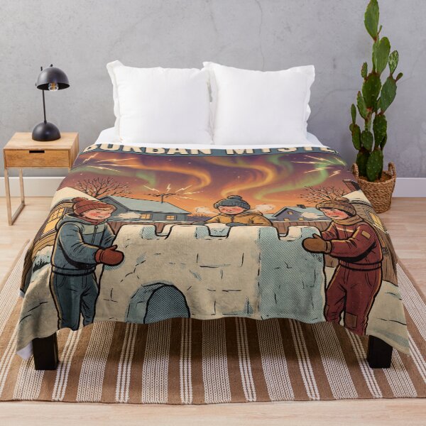 Item preview, Retro Winter UFO Suburb Illustration designed and sold by DreamCapsules.