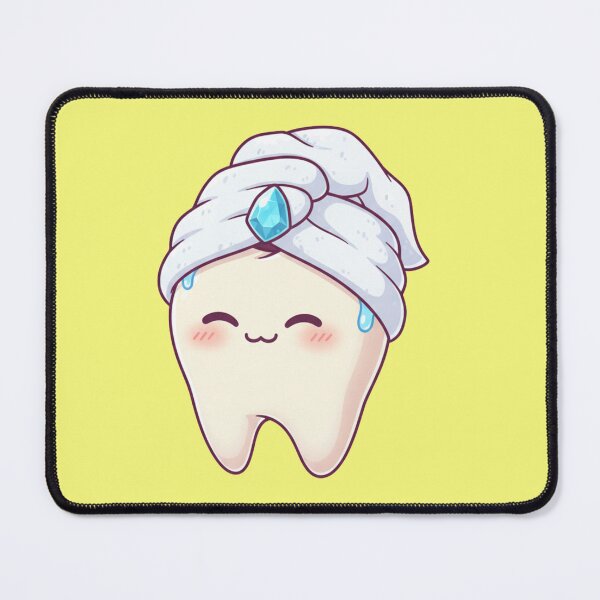 Item preview, Cute Tooth Wearing Luxury Spa Towel Turban and Blue Diamond Gemstone Kawaii Dentist Gift designed and sold by bvdesignart.