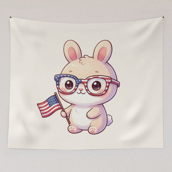 Item preview, Cute Patriotic Bunny With American Flag  designed and sold by SweetLilith.