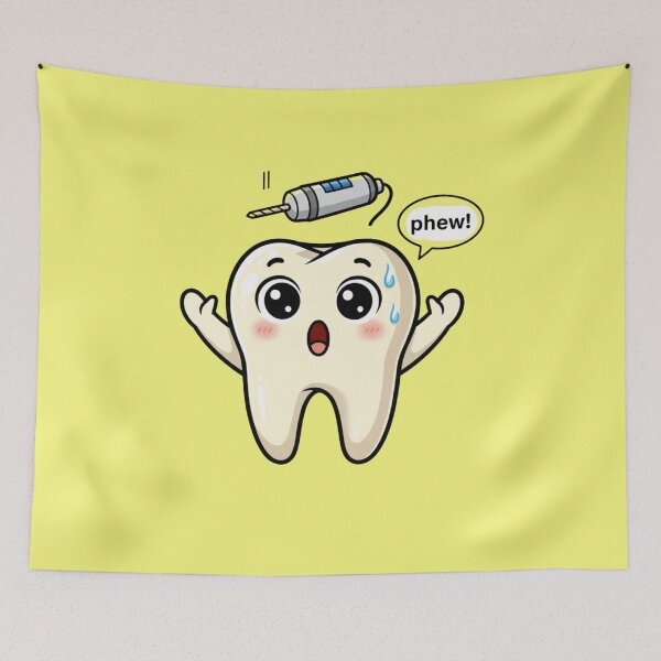 Item preview, Cute Tooth Dodging Dental Drill Funny Dentist Humor Cartoons designed and sold by bvdesignart.