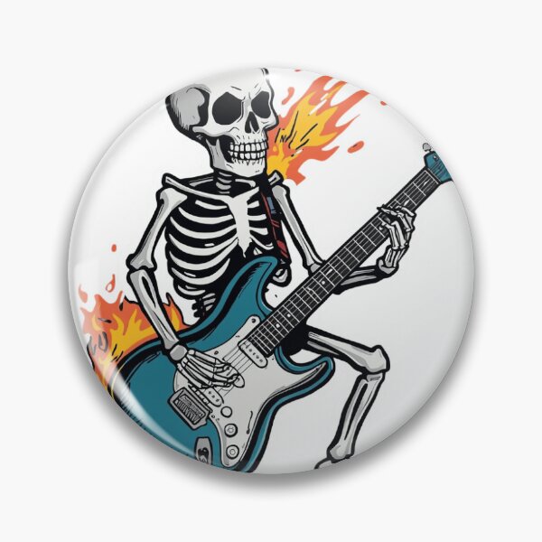 Item preview, Rocking Skeleton Guitarist With Flames Music Sticker designed and sold by redblink store.