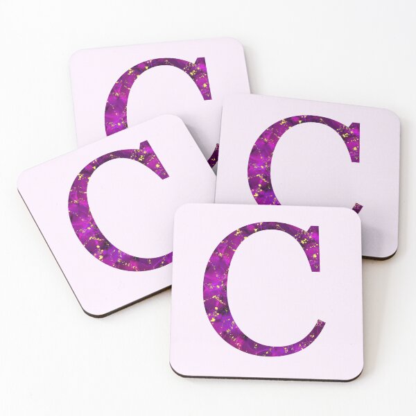 Item preview, Monogram letter C in pink color with gold accents, alcohol ink digital art designed and sold by SweetLilith.