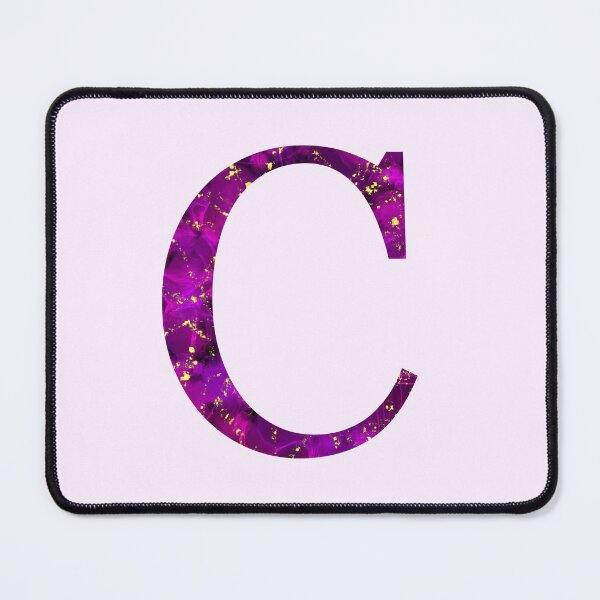 Item preview, Monogram letter C in pink color with gold accents, alcohol ink digital art designed and sold by SweetLilith.