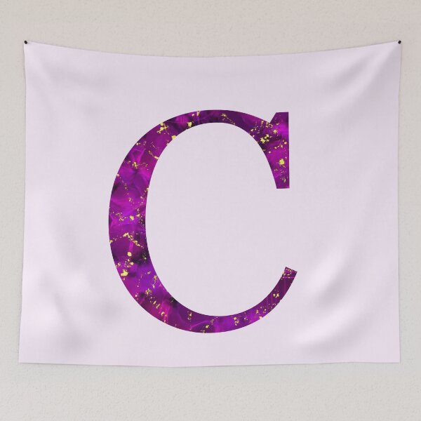 Item preview, Monogram letter C in pink color with gold accents, alcohol ink digital art designed and sold by SweetLilith.