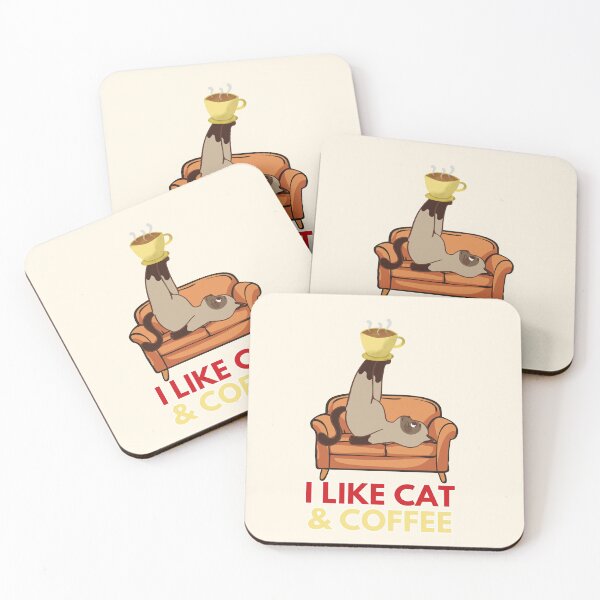 Item preview, I Like Cat and Coffee Funny Siamese Couch Balancing Graphic designed and sold by SilverSeaBKK.
