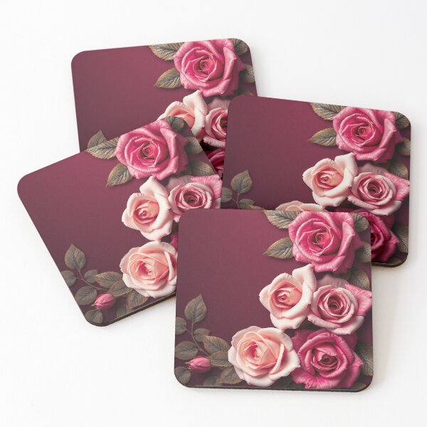 Item preview, Magenta Pink Roses on Burgundy designed and sold by IntelliMindDesigns.