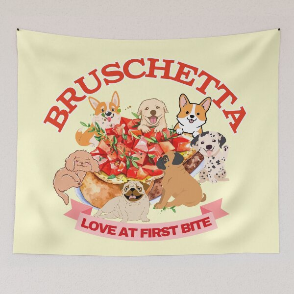Item preview, Bruschetta Love at First Bite Cute Dogs Food Pun Graphic designed and sold by SilverSeaBKK.