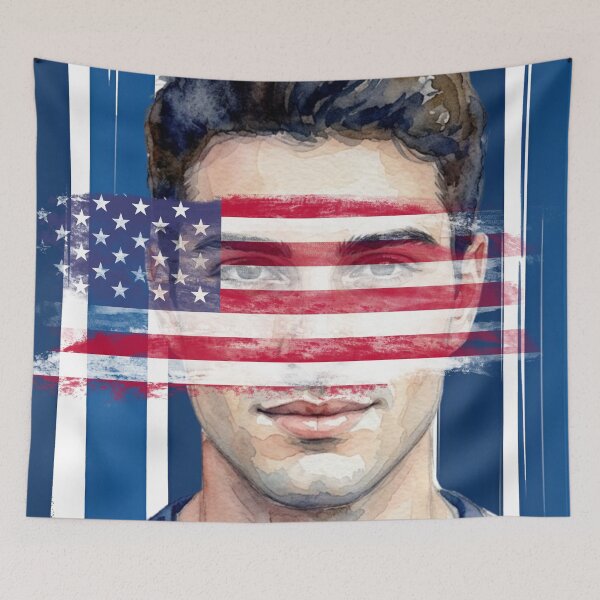 Item preview, USA 250th Anniversary Watercolor Portrait, Patriotic American Independence Semiquincentennial Man Graphic designed and sold by VibranPalette.