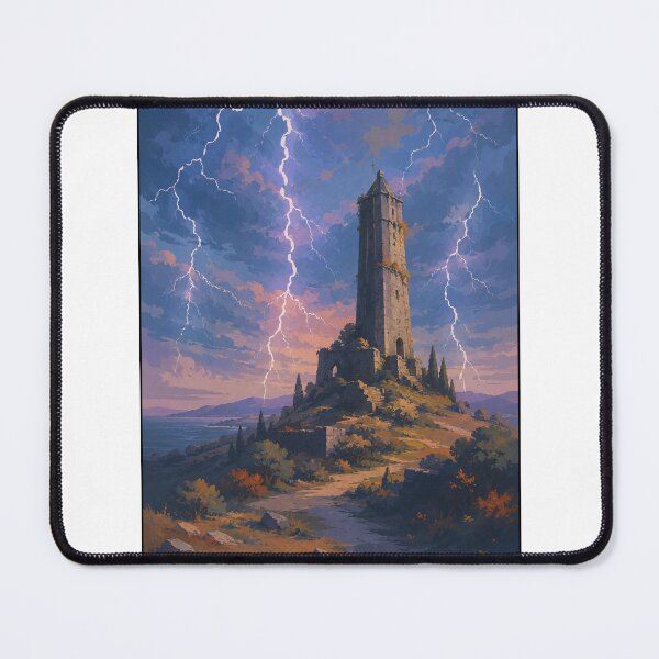 Item preview, Fantasy Lightning Tower Vintage Poster | RAY Streetwear Graphic Tee designed and sold by RAYapparel.