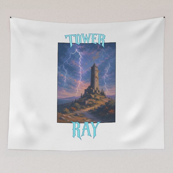 Item preview, Fantasy Lightning Tower Vintage Poster | RAY Streetwear Graphic Tee designed and sold by RAYapparel.