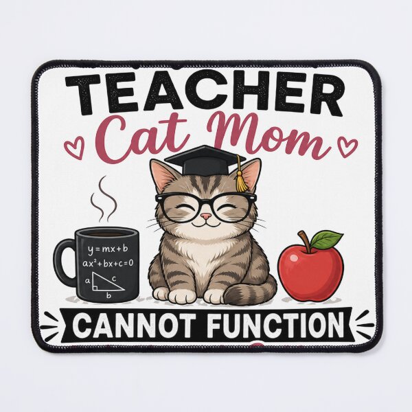 Item preview,  Math Teacher Cat Mom Cannot Function Without Either Funny Teacher T-Shirt designed and sold by PlushFutura.