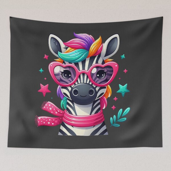 Item preview, Cute Colorful Zebra With Pink Glasses designed and sold by SweetLilith.
