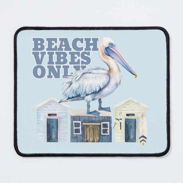 Item preview, Beach Vibes Only Watercolor Pelican and Beach Huts Graphic designed and sold by SilverSeaBKK.
