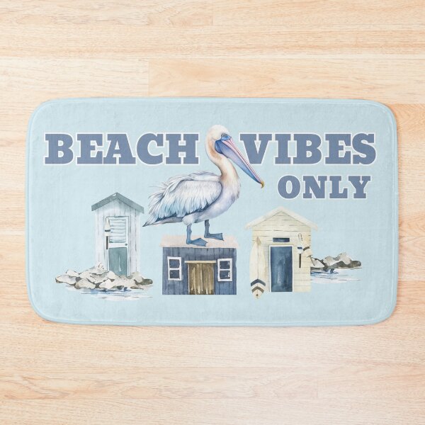 Item preview, Beach Vibes Only Watercolor Pelican and Beach Huts Graphic designed and sold by SilverSeaBKK.
