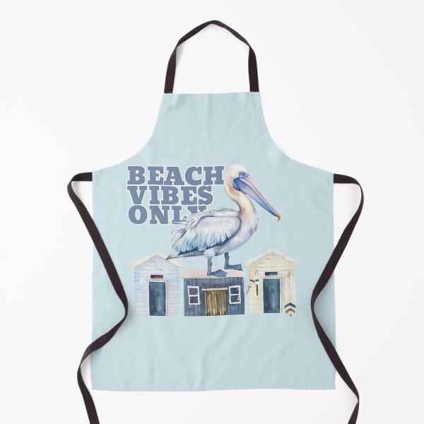 Item preview, Beach Vibes Only Watercolor Pelican and Beach Huts Graphic designed and sold by SilverSeaBKK.