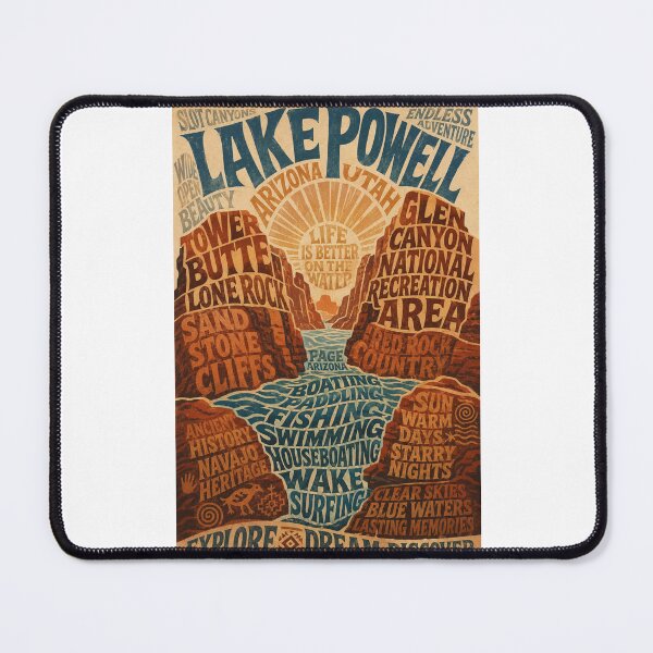 Item preview, Lake Powell Arizona Glen Canyon Adventure Travel Typography designed and sold by Places On Earth.