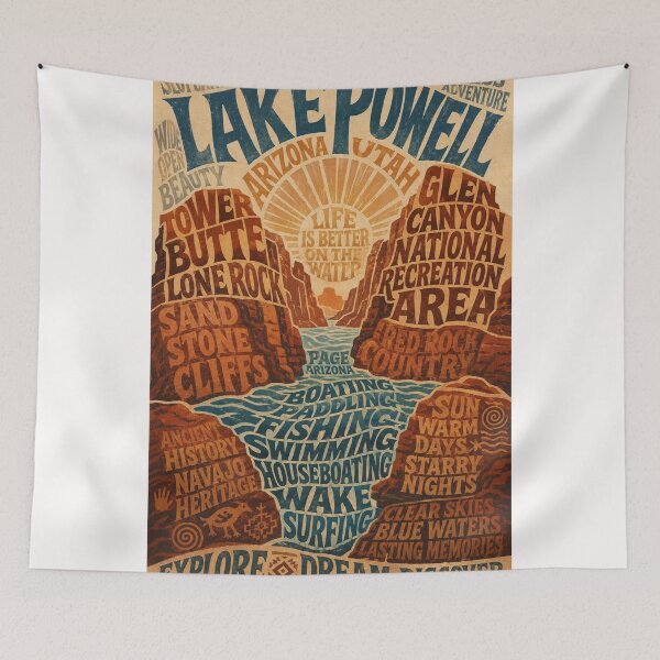 Item preview, Lake Powell Arizona Glen Canyon Adventure Travel Typography designed and sold by Places On Earth.