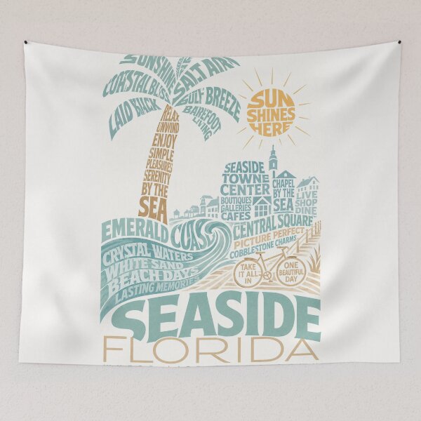 Item preview, Seaside Florida Emerald Coast Beach Town Travel Typography designed and sold by Places On Earth.