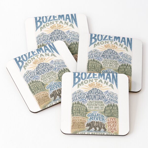 Item preview, Bozeman Montana Big Sky Bridger Mountains Adventure Typography designed and sold by Places On Earth.
