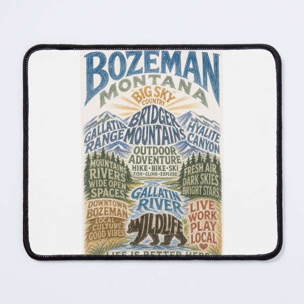 Item preview, Bozeman Montana Big Sky Bridger Mountains Adventure Typography designed and sold by Places On Earth.