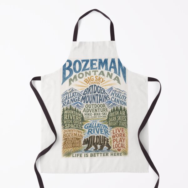 Item preview, Bozeman Montana Big Sky Bridger Mountains Adventure Typography designed and sold by Places On Earth.